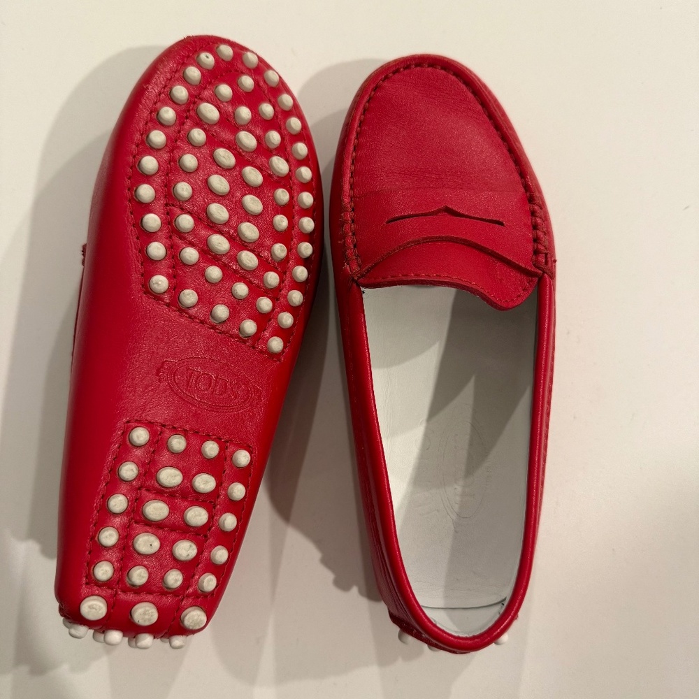 Children's Tod's Junior Red Leather Gommino Loafer